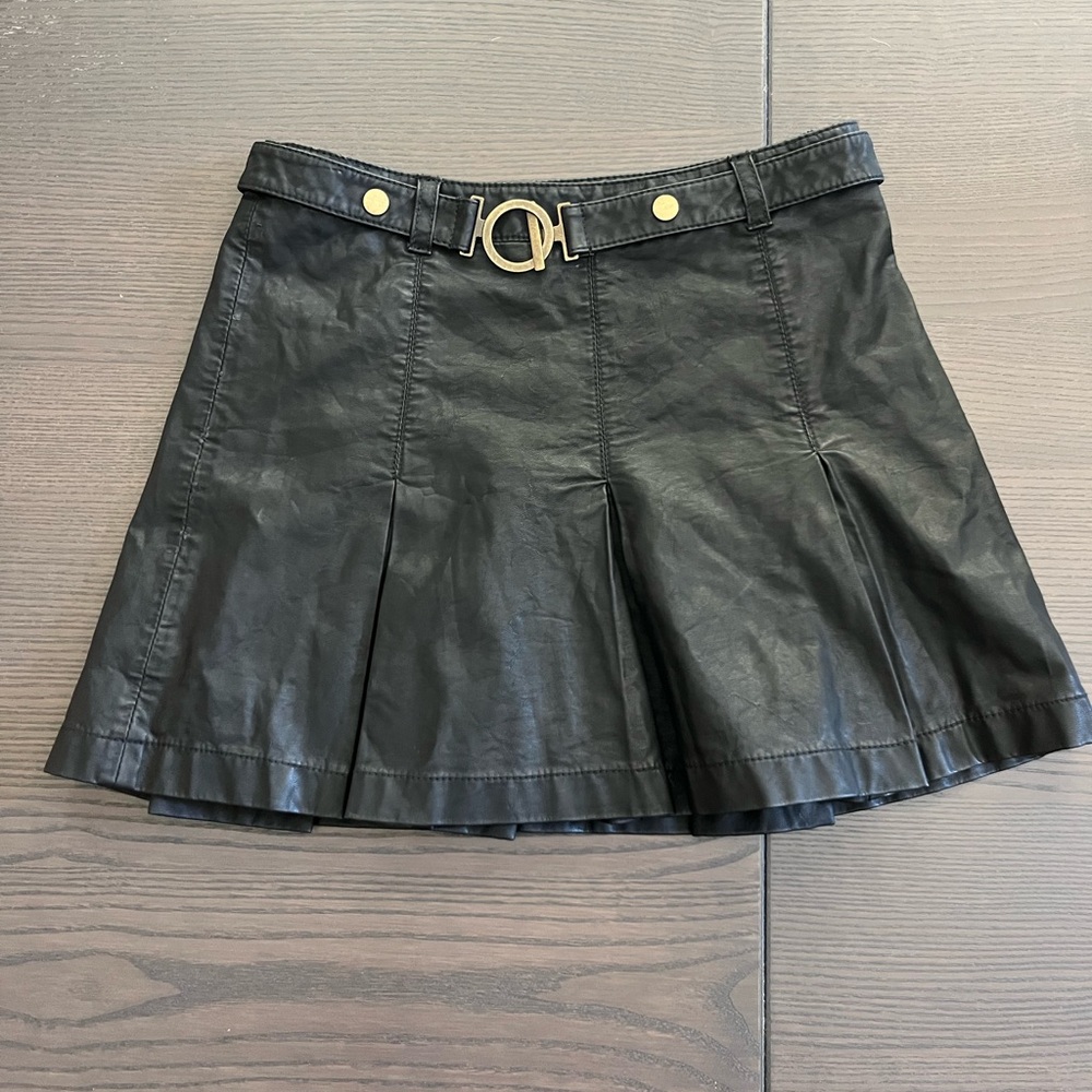 Free People Pleated vegan leather  Mini Skirt
